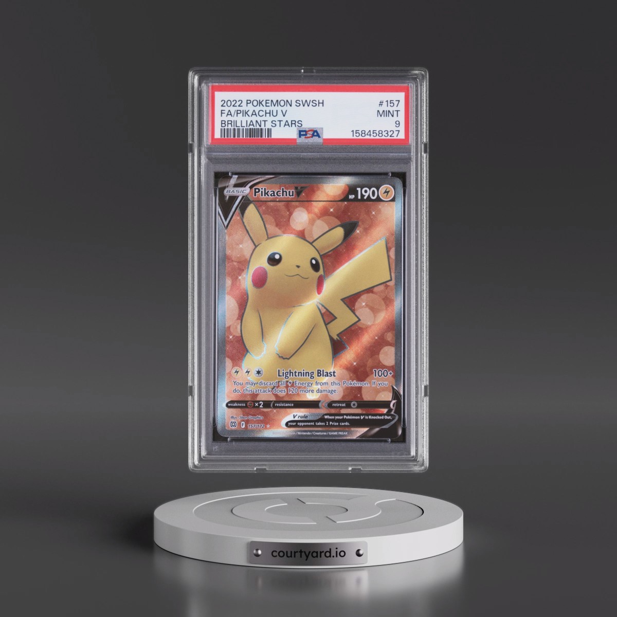 2022 Pokémon Sword & Shield Brilliant Stars #157 Pikachu V - Holo Full Art (PSA 9 MINT)