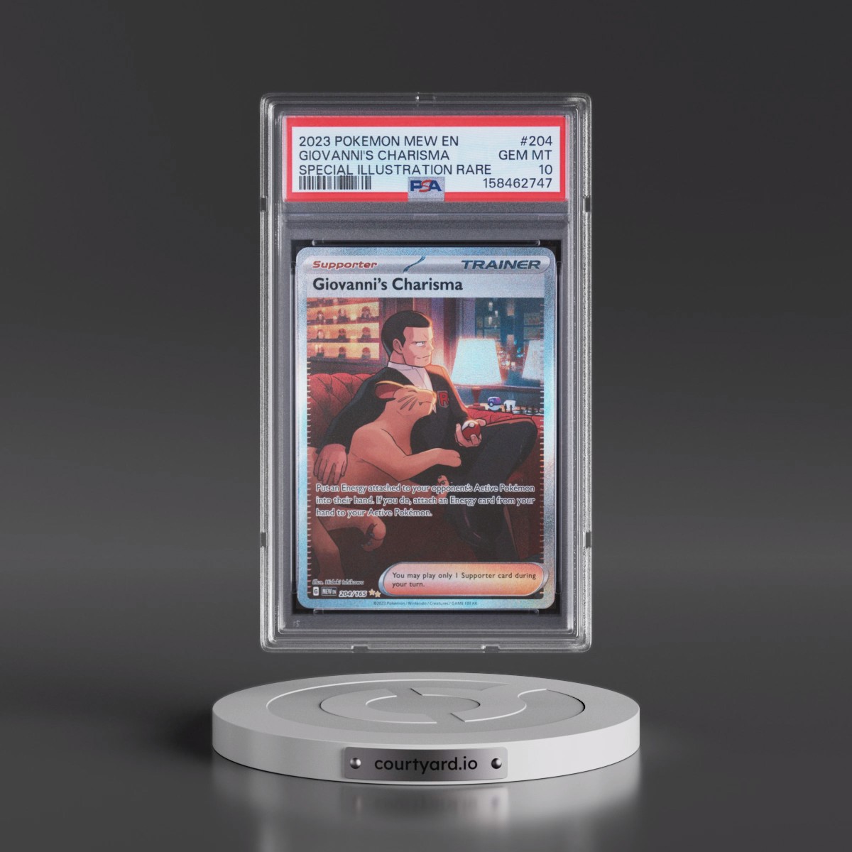 2023 Pokémon Mew EN-151 #204 Giovanni's Charisma - Special Illustration Rare (PSA 10 GEM MINT)