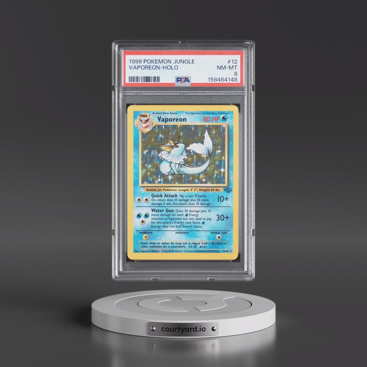 1999 Pokémon Jungle #12 Vaporeon - Holo (PSA 8 NM-MT)