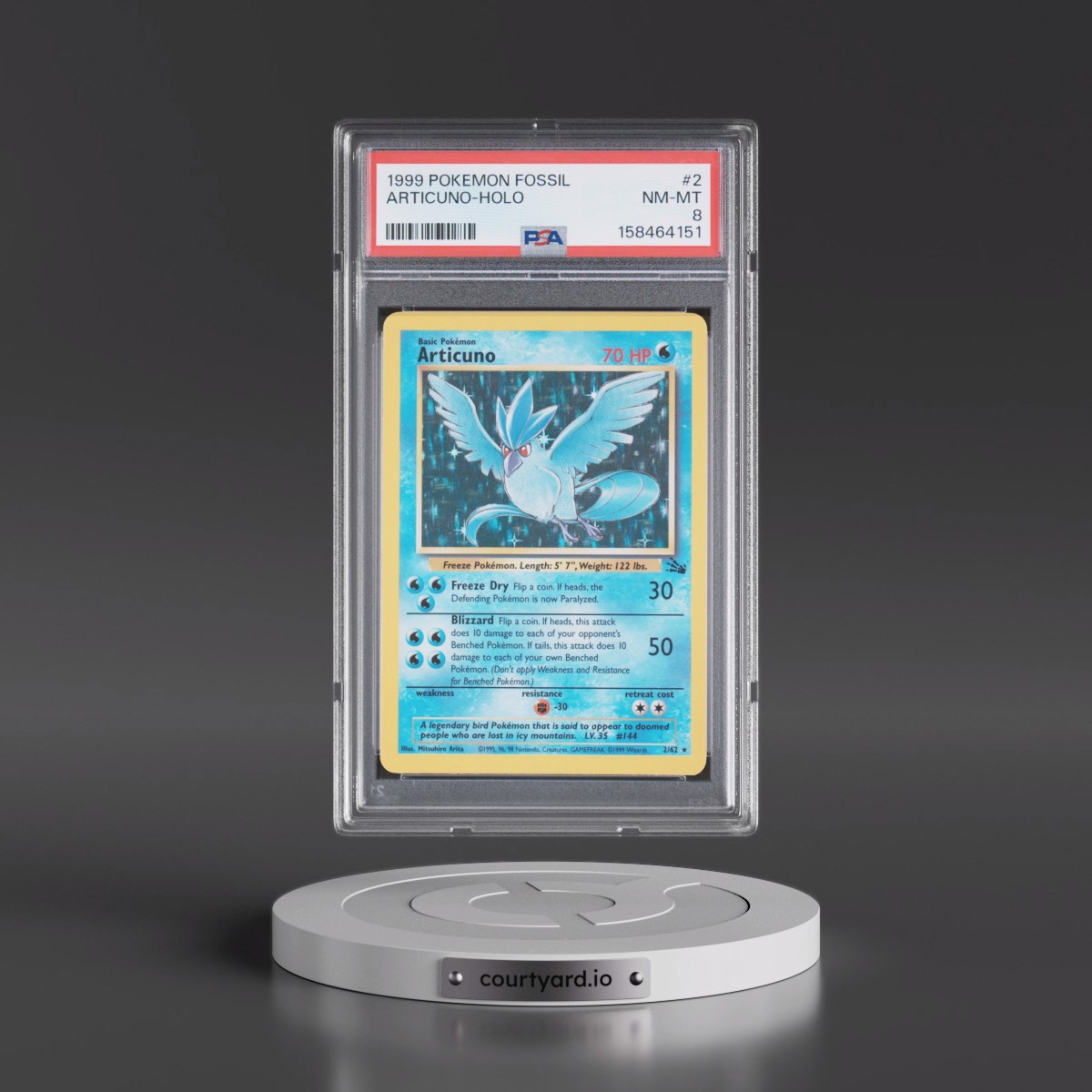 1999 Pokémon Fossil #2 Articuno - Holo (PSA 8 NM-MT)