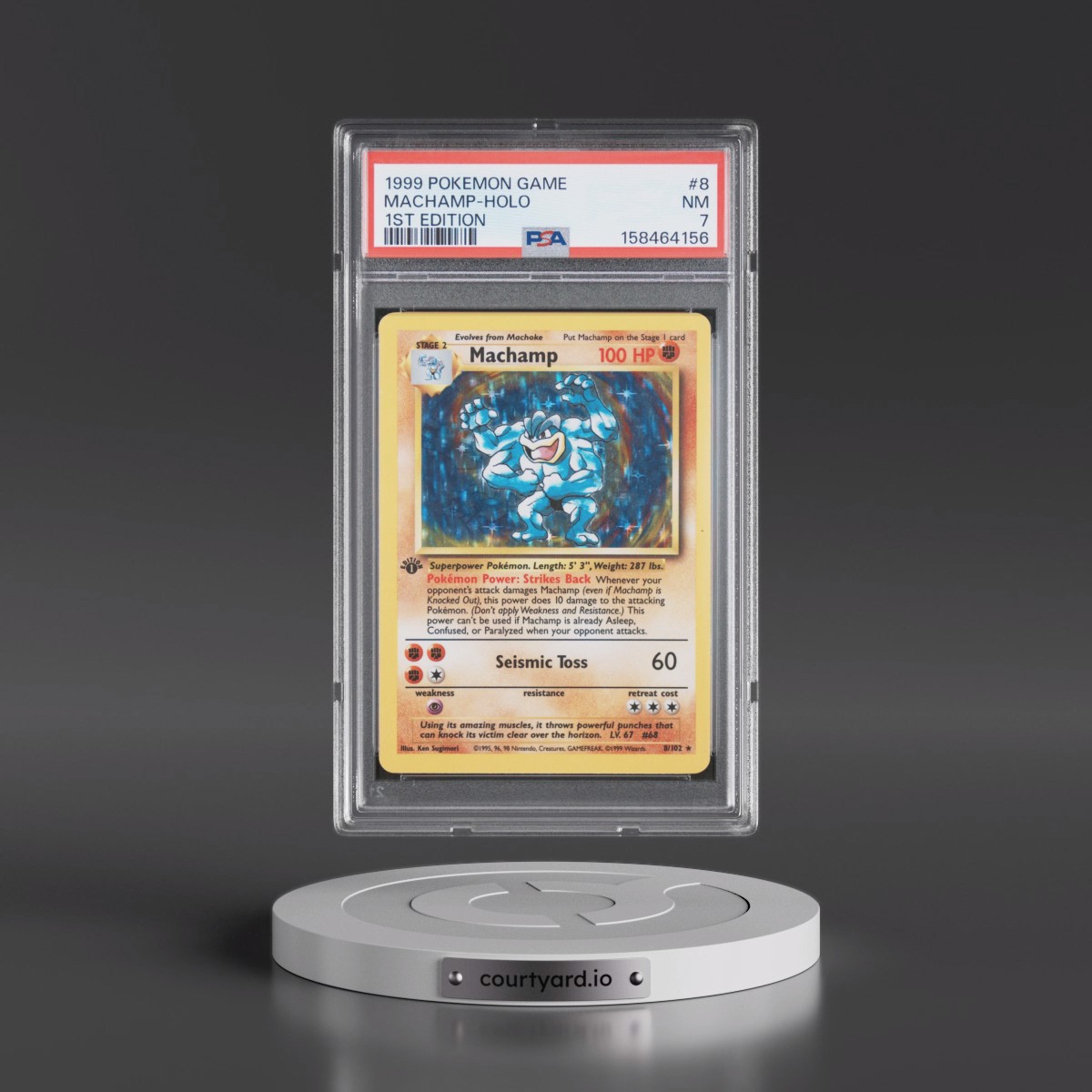 1999 Pokémon Game #8 Machamp - 1st Edition Holo (PSA 7 NM)