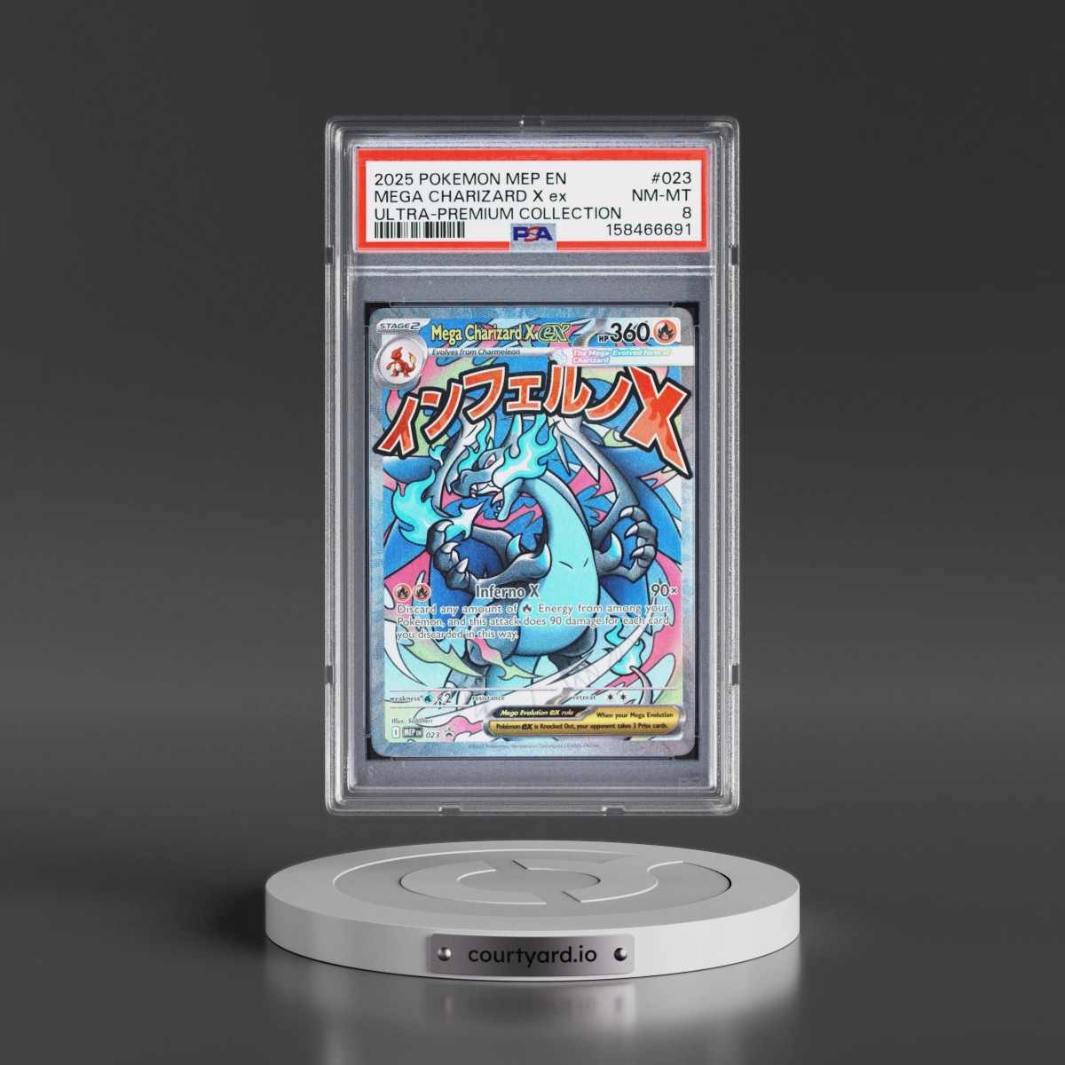 2025 Pokémon Mep EN-Me Black Star Promo #023 Mega Charizard X EX - Holo Mega Charizard X EX Ultra-Premium Collection (PSA 8 NM-MT)