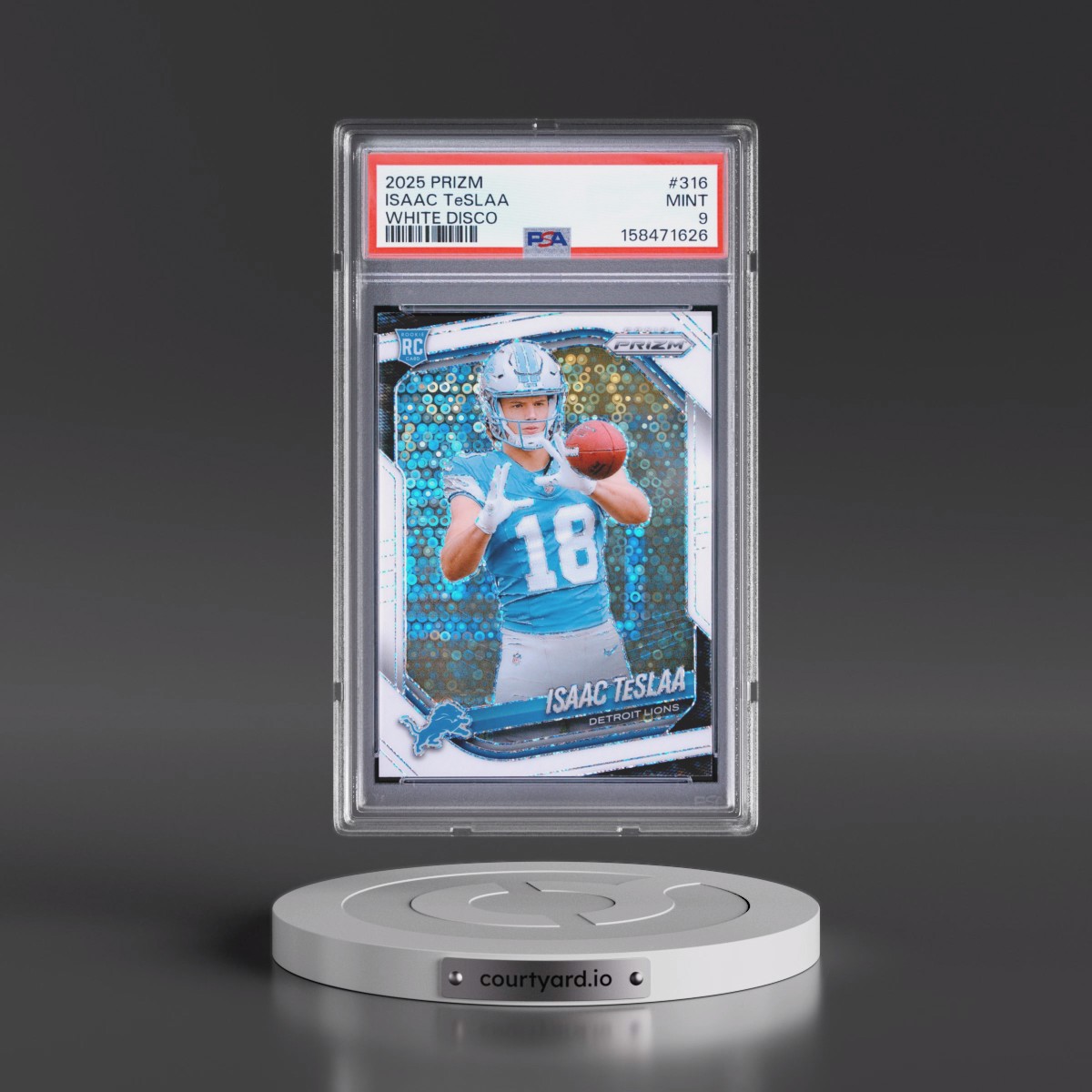 2025 Panini Prizm #316 Isaac Teslaa - White Disco (PSA 9 MINT)