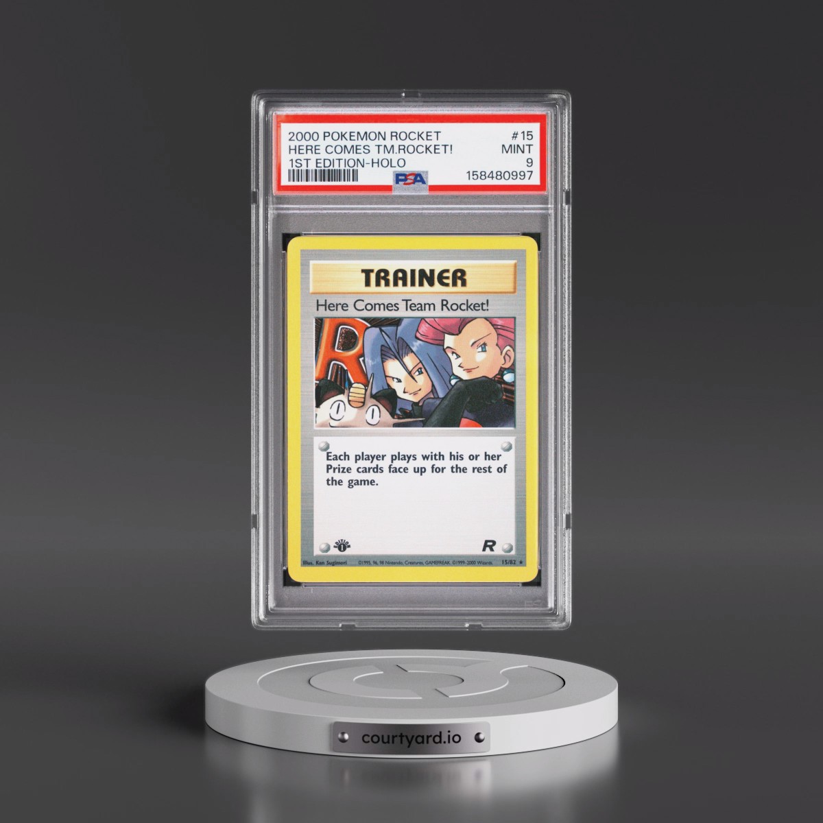 2000 Pokémon Rocket #15 Here Comes Team Rocket! - 1st Edition Holo (PSA 9 MINT)