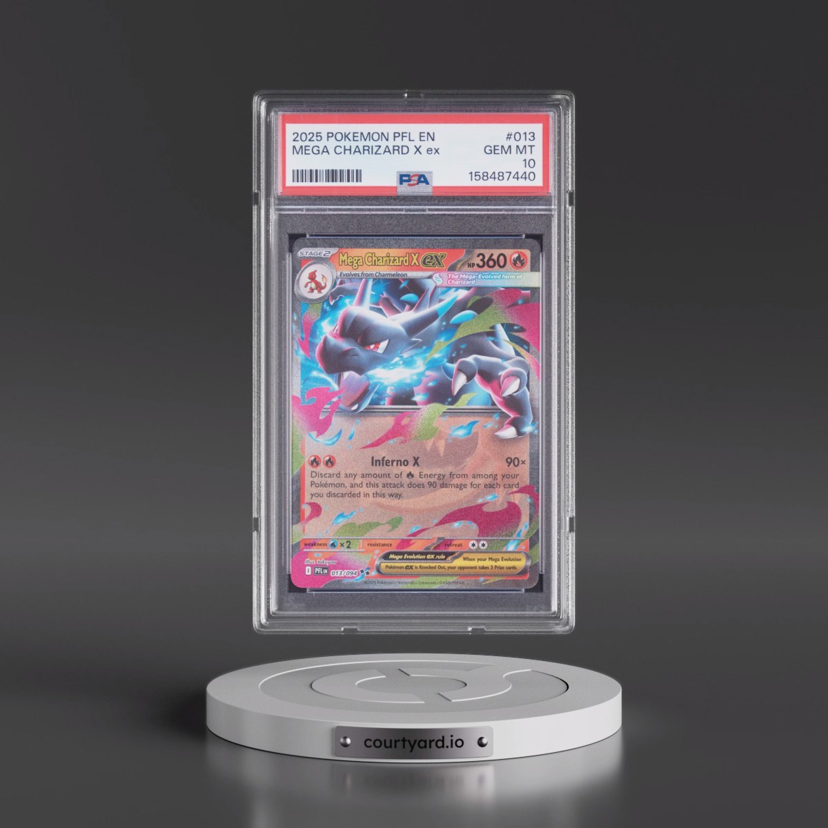 2025 Pokémon Pfl EN-Phantasmal Flames #013 Mega Charizard X EX - Holo (PSA 10 GEM MINT)