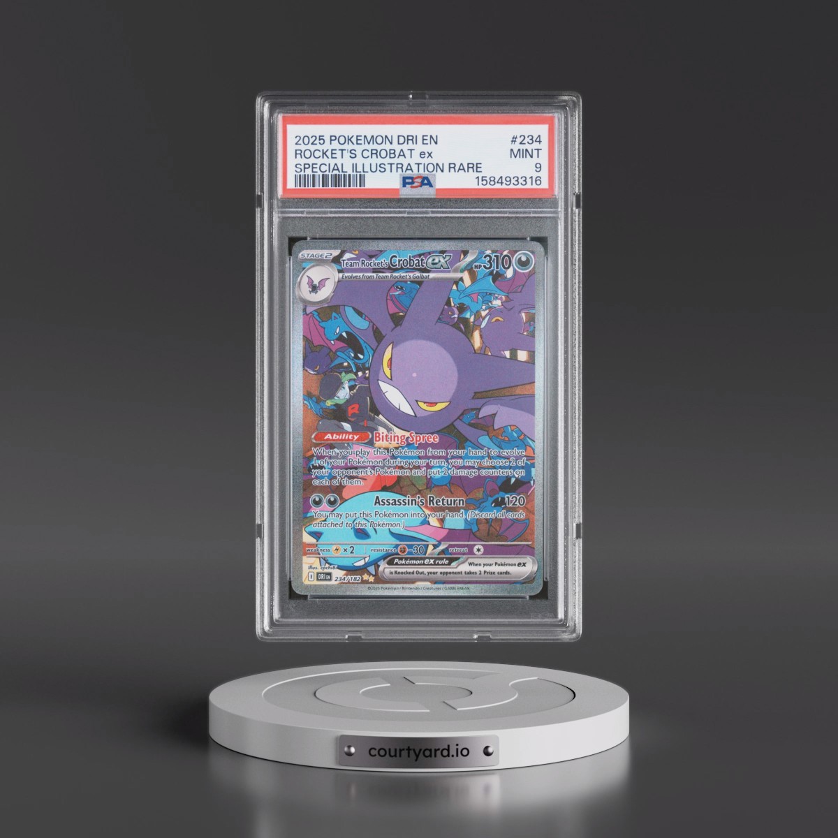 2025 Pokémon Dri EN-Destined Rivals #234 Team Rocket's Crobat EX - Holo Special Illustration Rare (PSA 9 MINT)