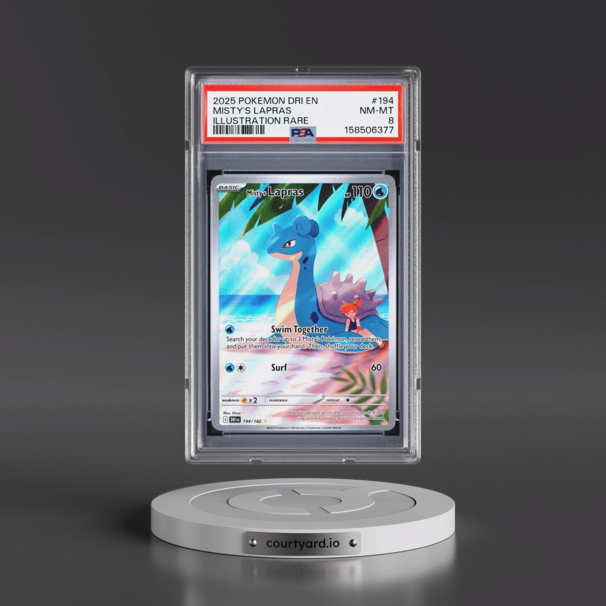 2025 Pokémon Dri EN-Destined Rivals #194 Misty's Lapras - Illustration Rare (PSA 8 NM-MT)