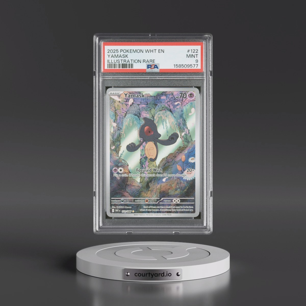 2025 Pokémon Wht EN-White Flare #122 Yamask - Illustration Rare (PSA 9 MINT)