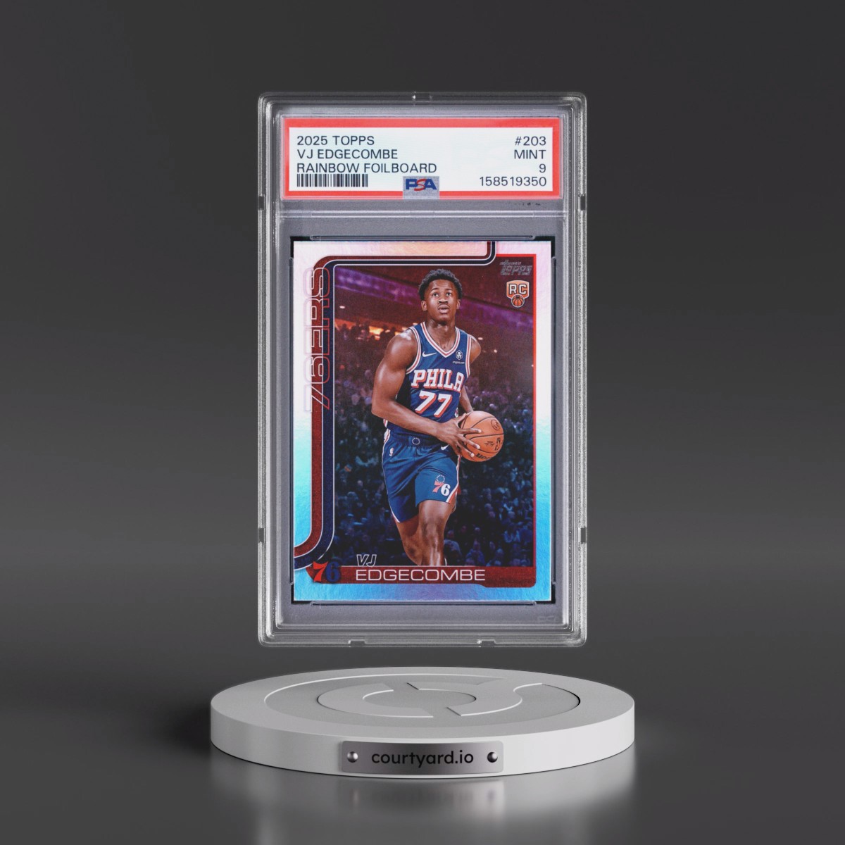 2025 Topps #203 VJ Edgecombe - Rainbow Foilboard (PSA 9 MINT)