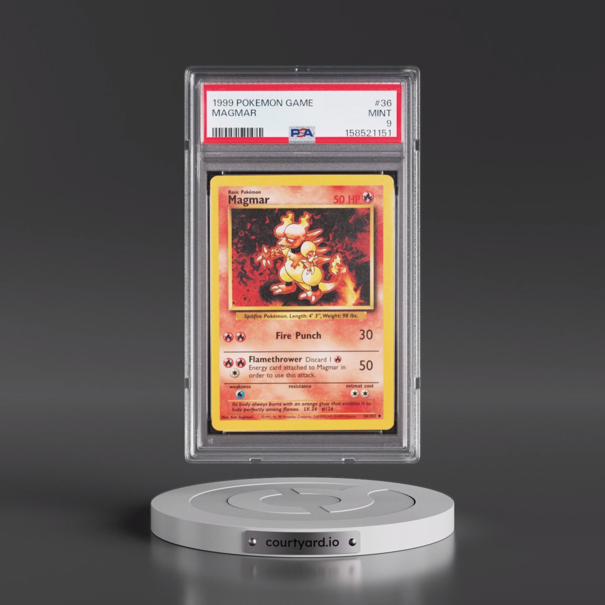 1999 Pokémon Game #36 Magmar (PSA 9 MINT)