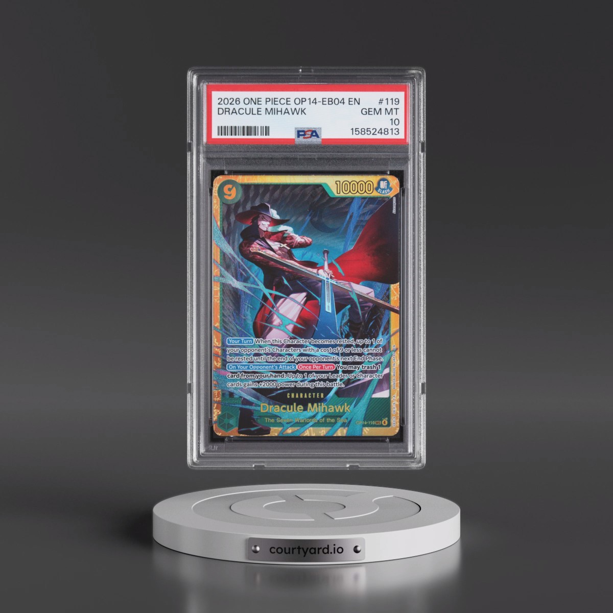 2026 One Piece OP14-EB04-the Azure Sea's Seven #119 Dracule Mihawk (PSA 10 GEM MINT)