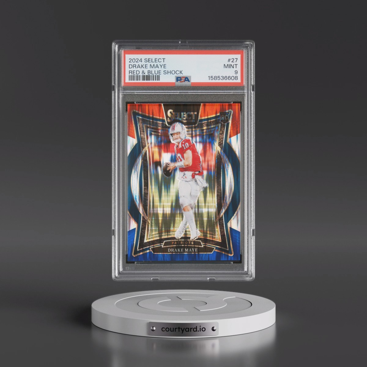 2024 Panini Select #27 Drake Maye - Red & Blue Shock (PSA 9 MINT)