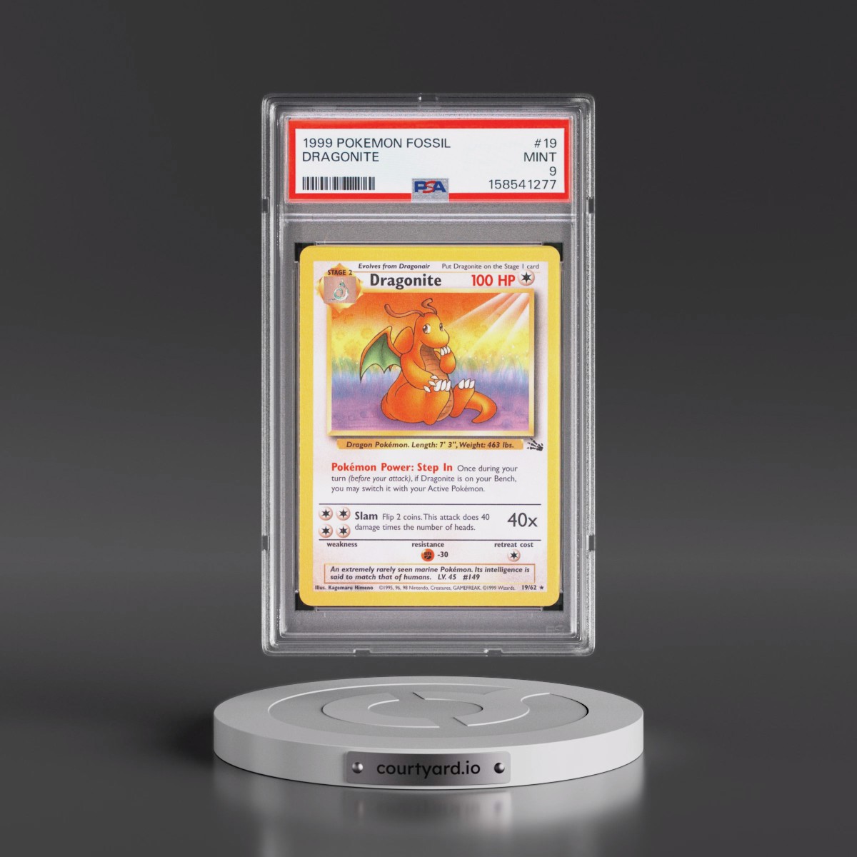 1999 Pokémon Fossil #19 Dragonite (PSA 9 MINT)