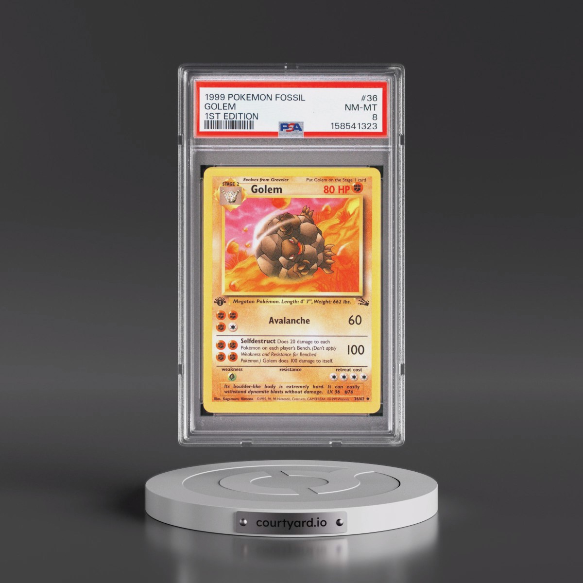 1999 Pokémon Fossil #36 Golem - 1st Edition (PSA 8 NM-MT)