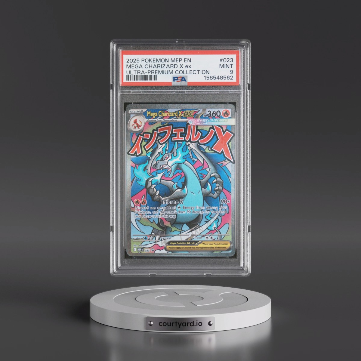 2025 Pokémon Mep EN-Me Black Star Promo #023 Mega Charizard X EX - Holo Mega Charizard X EX Ultra-Premium Collection (PSA 9 MINT)
