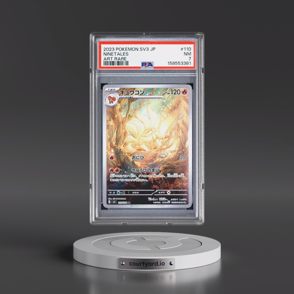 2023 Pokémon SV3-Ruler of the Black Flame #110 Ninetales - Art Rare (PSA 7 NM)