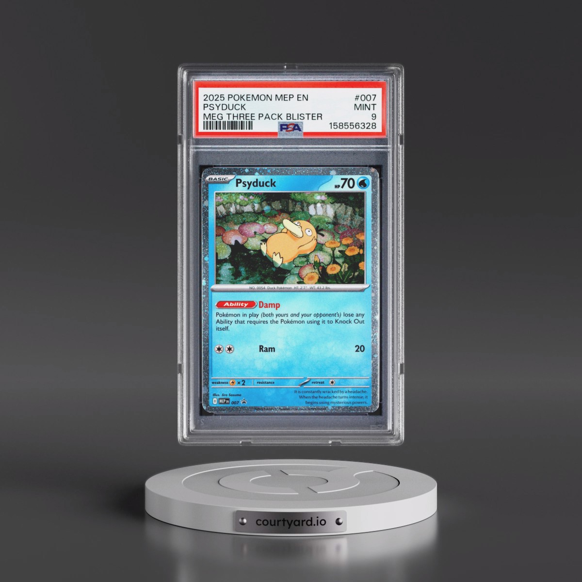 2025 Pokémon Mep EN-Me Black Star Promo #007 Psyduck - Mega Evolution Three Pack Blister (PSA 9 MINT)