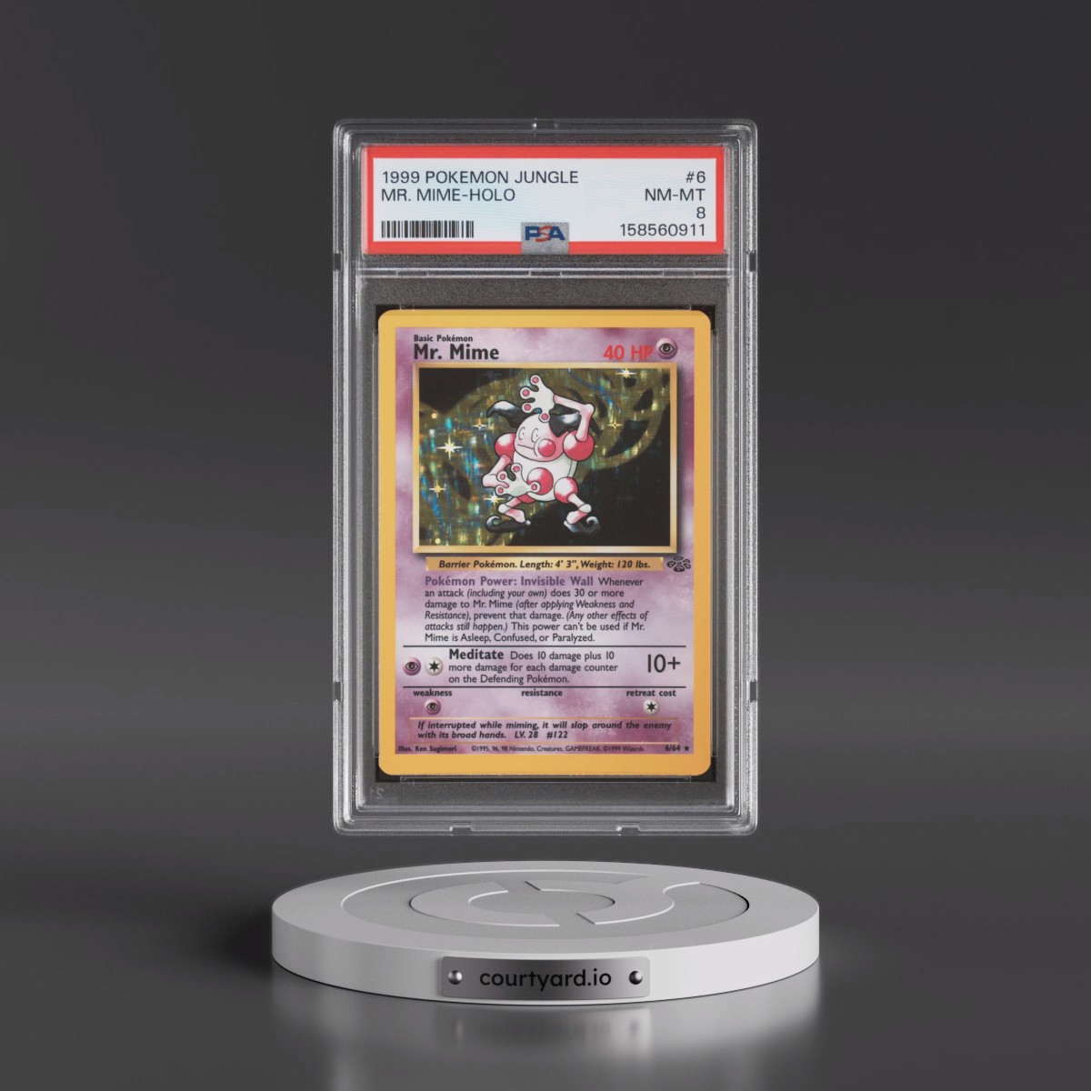 1999 Pokémon Jungle #6 Mr. Mime - Holo (PSA 8 NM-MT)