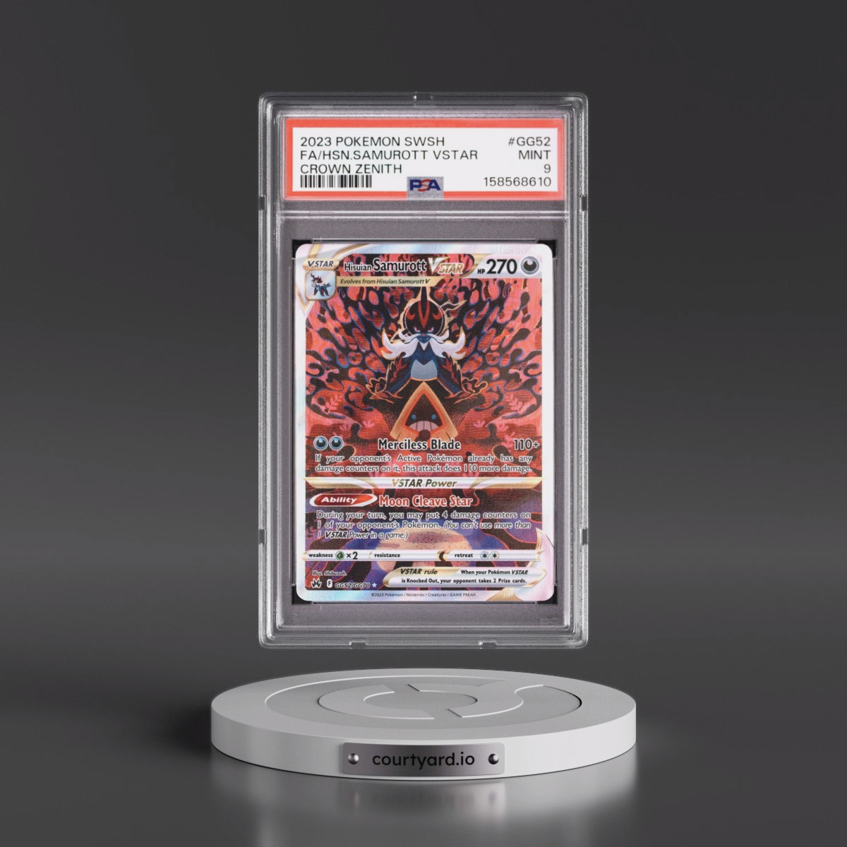 2023 Pokémon Sword and Shield Crown Zenith #GG52 Hisuian Samurott Vstar - Full Art (PSA 9 MINT)