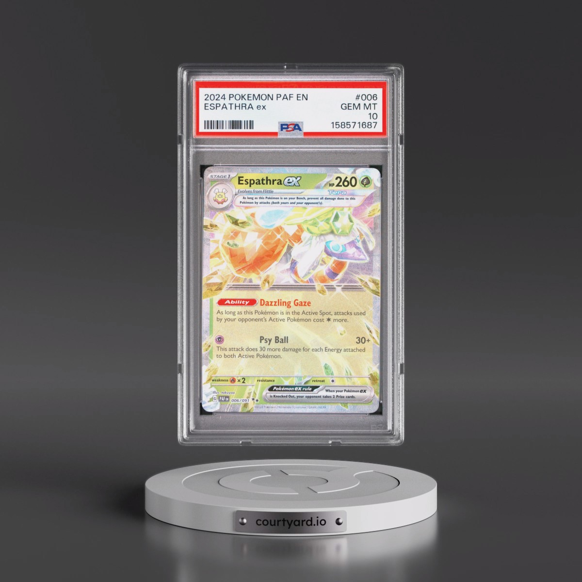 2024 Pokémon Paf EN-Paldean Fates #006 Espathra EX - Holo (PSA 10 GEM MINT)