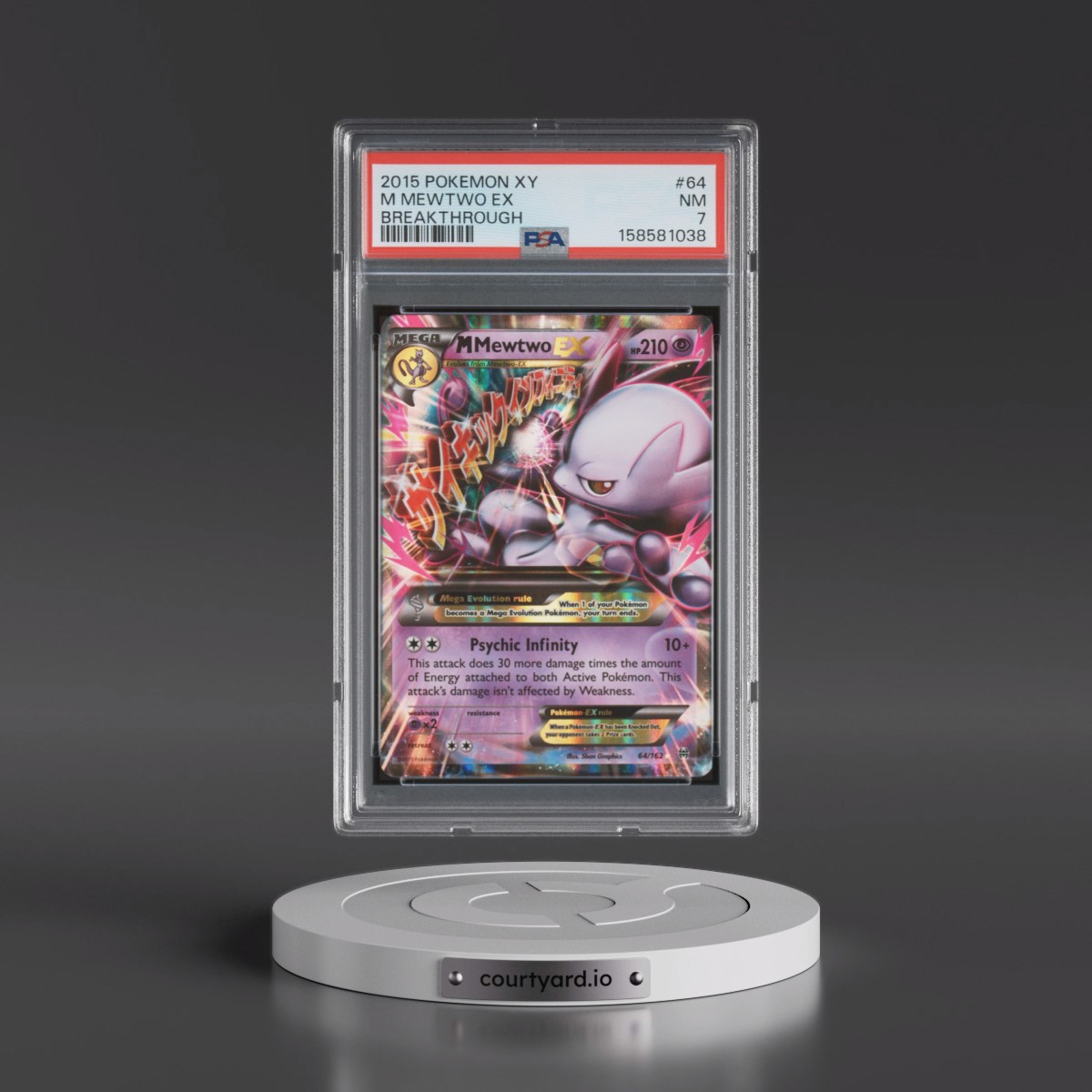 2015 Pokémon XY Breakthrough #64 M Mewtwo EX - Holo (PSA 7 NM)