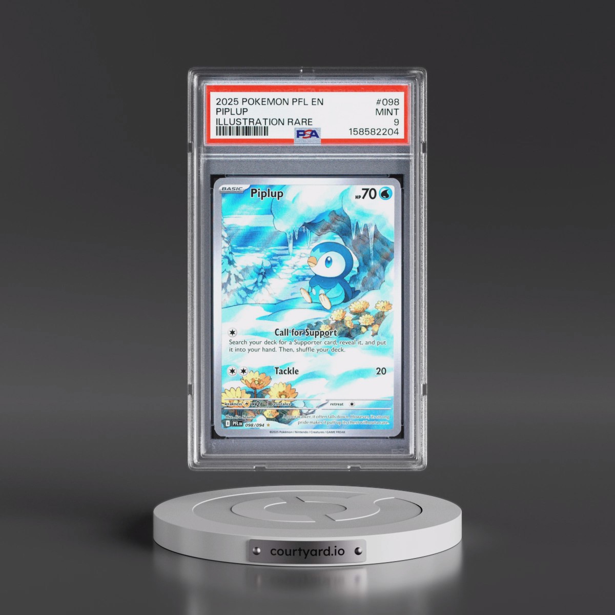 2025 Pokémon Pfl EN-Phantasmal Flames #098 Piplup - Illustration Rare (PSA 9 MINT)