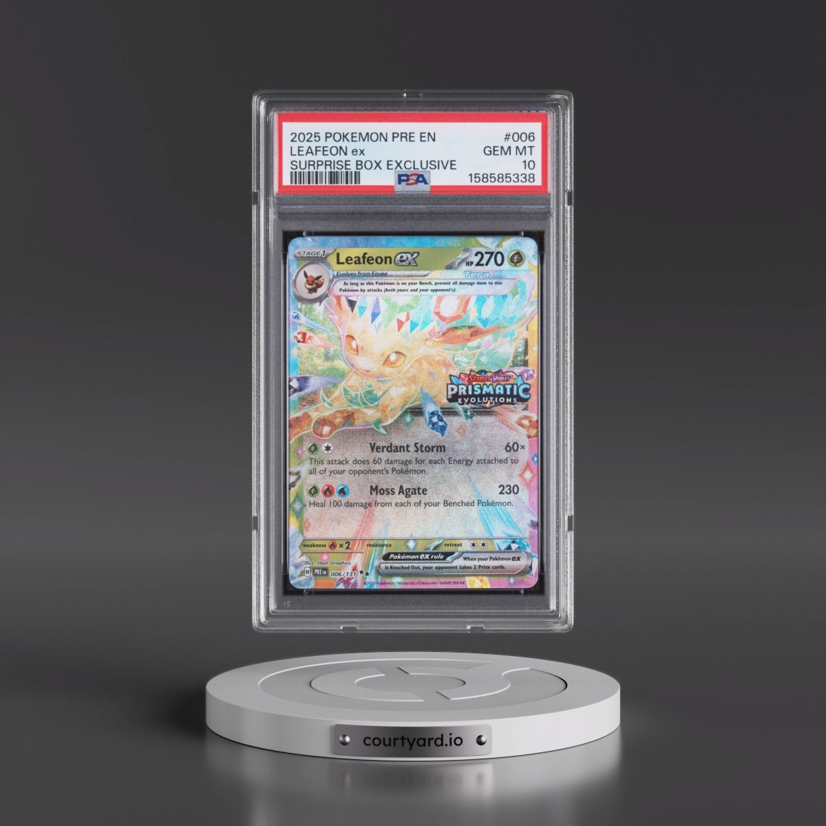 2025 Pokémon Pre EN-Prismatic Evolutions #006 Leafeon EX - Holo Surprise Box Exclusive (PSA 10 GEM MINT)
