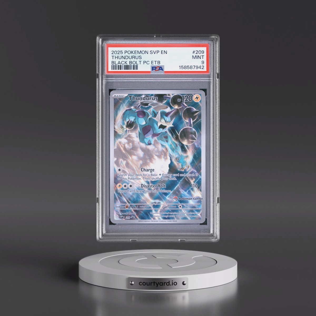 2025 Pokémon Svp EN-SV Black Star Promo #209 Thundurus - Black Bolt Pokemon Center Elite Trainer Box (PSA 9 MINT)