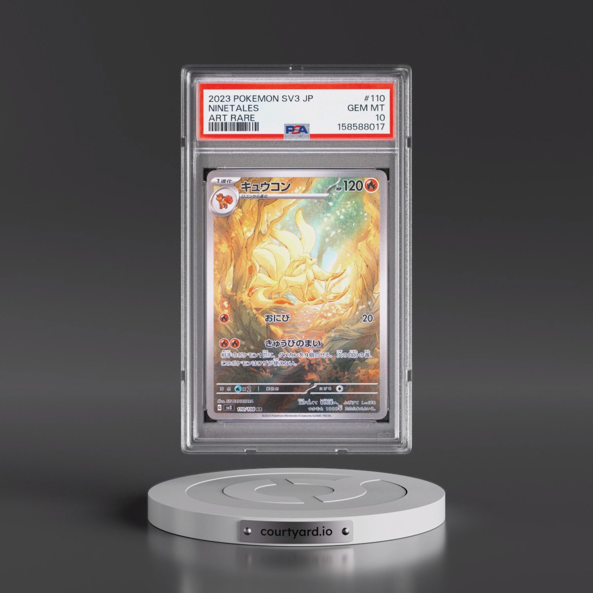 2023 Pokémon SV3-Ruler of the Black Flame #110 Ninetales - Art Rare (PSA 10 GEM MINT)