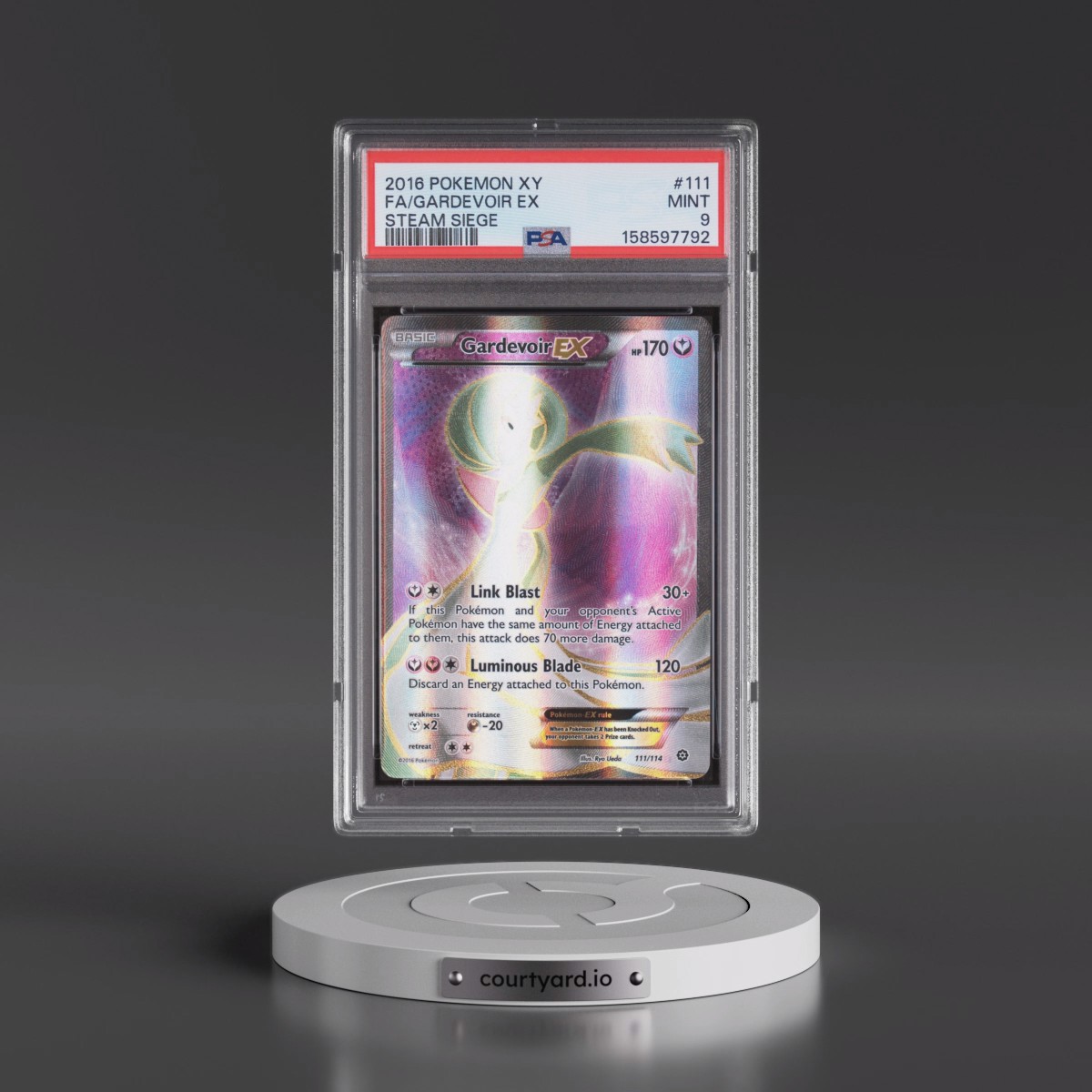 2016 Pokémon XY Steam Siege #111 Gardevoir EX - Holo Full Art (PSA 9 MINT)