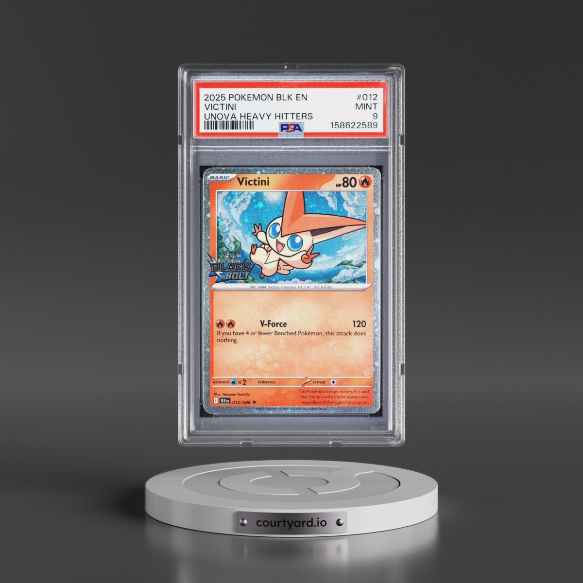 2025 Pokémon Blk EN-Black Bolt #012 Victini - Unova Heavy Hitters Premium Collection (PSA 9 MINT)