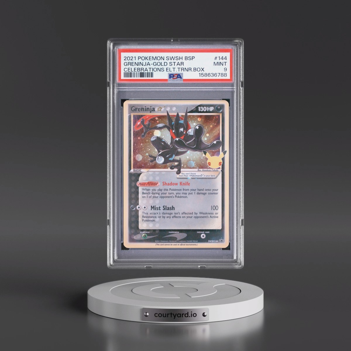 2021 Pokémon Swsh Black Star Promo #144 Greninja-Gold Star - Celebrations Elite Trainer Box (PSA 9 MINT)