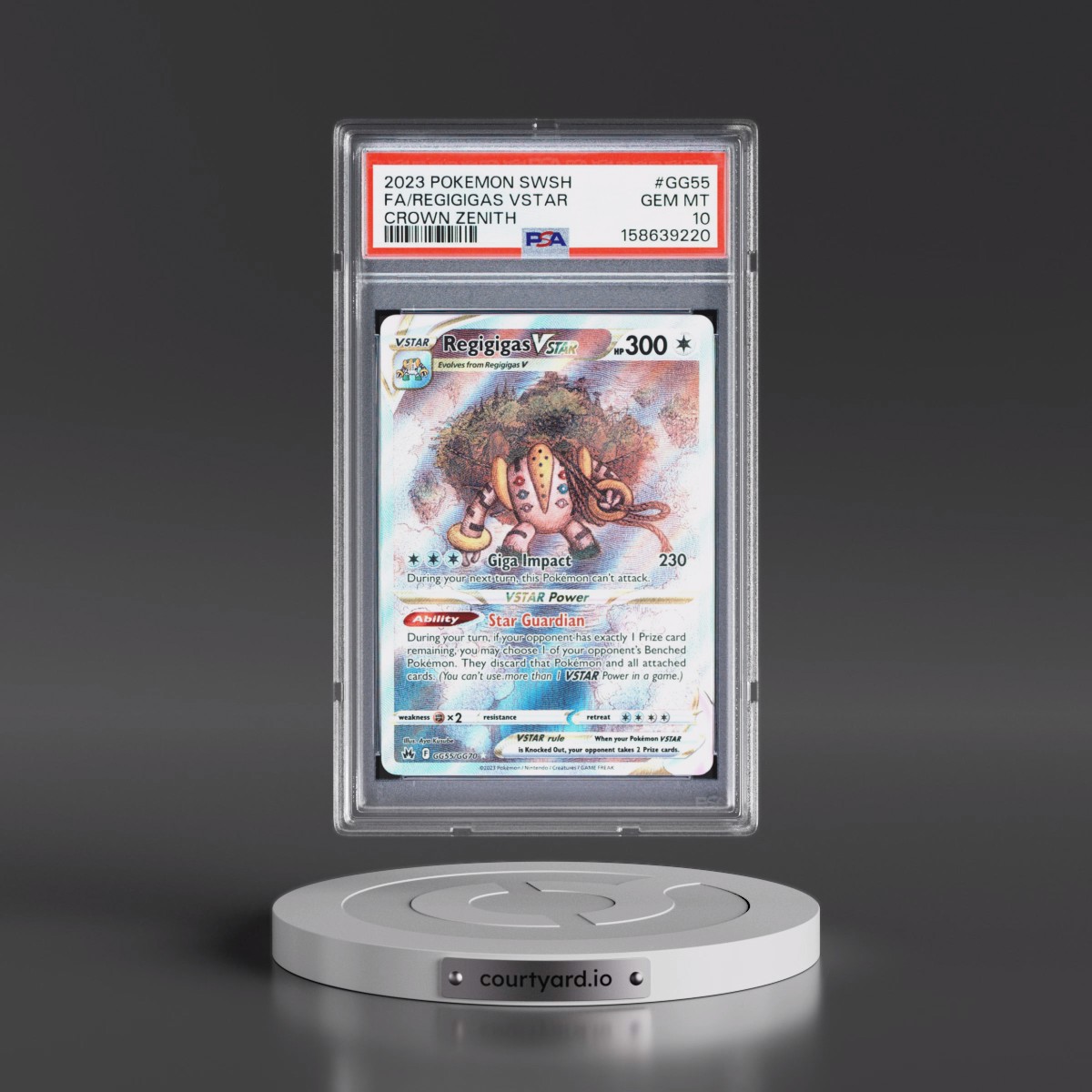 2023 Pokémon Sword and Shield Crown Zenith #GG55 Regigigas Vstar - Full Art (PSA 10 GEM MINT)