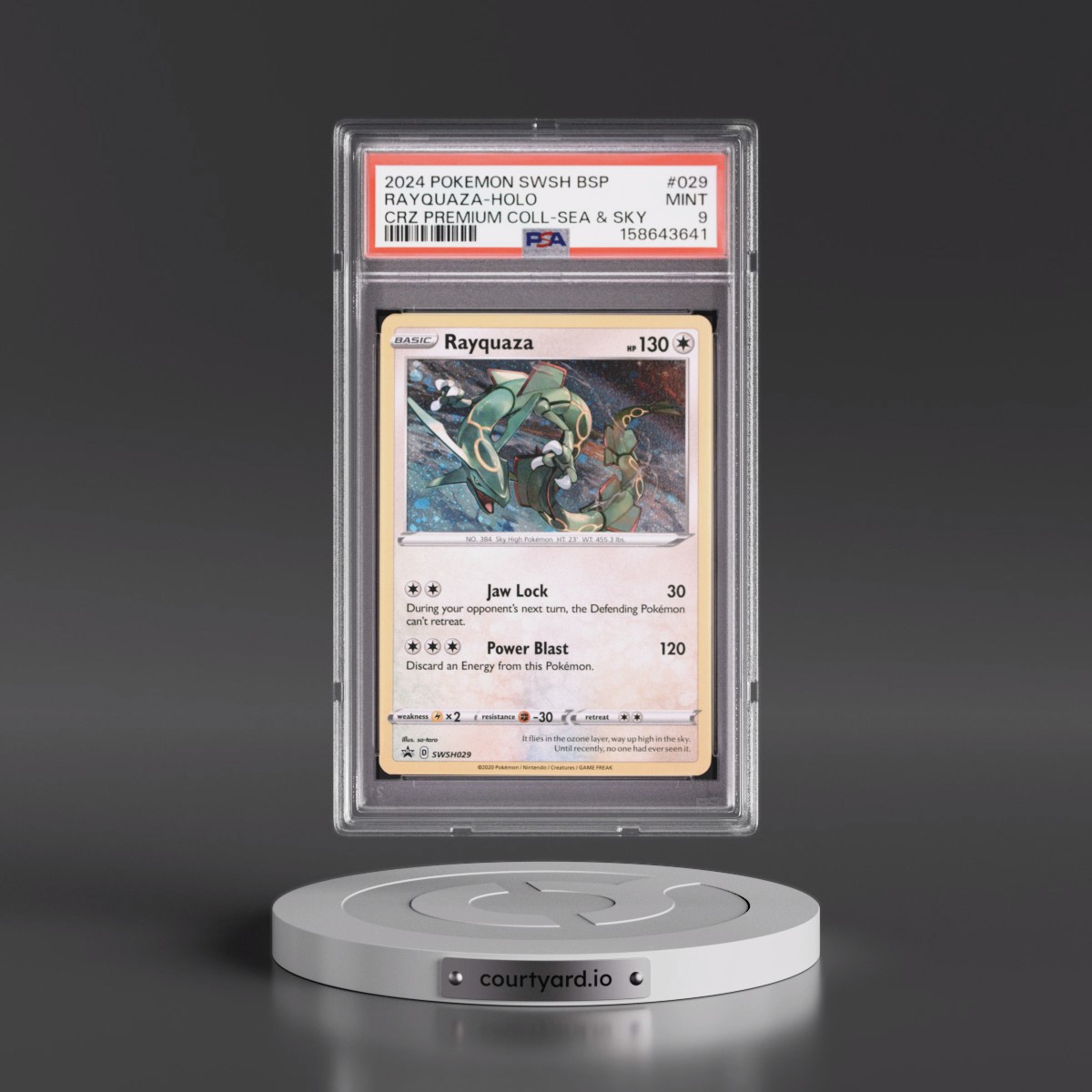 2024 Pokémon Swsh Black Star Promo #029 Rayquaza - Holo Crown Zenith Premium Collection Sea & Sky (PSA 9 MINT)