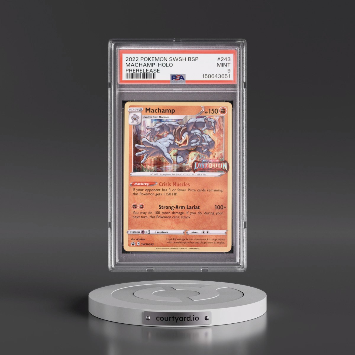 2022 Pokémon Swsh Black Star Promo #243 Machamp - Holo Prerelease (PSA 9 MINT)