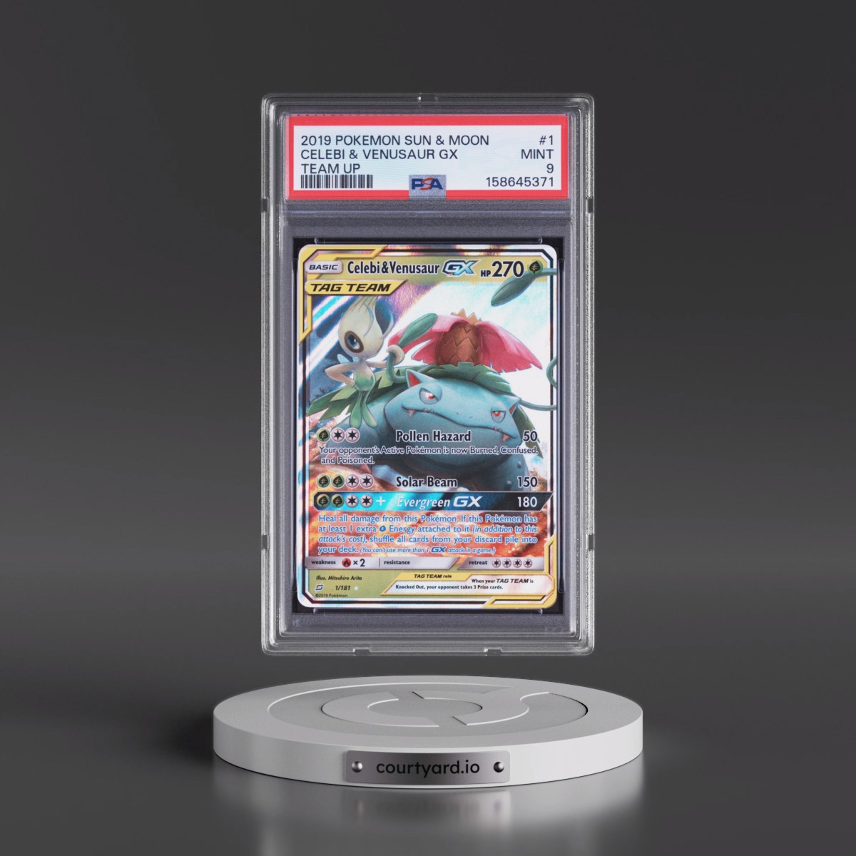 2019 Pokémon Sun & Moon Team Up #1 Celebi & Venusaur GX - Holo (PSA 9 MINT)