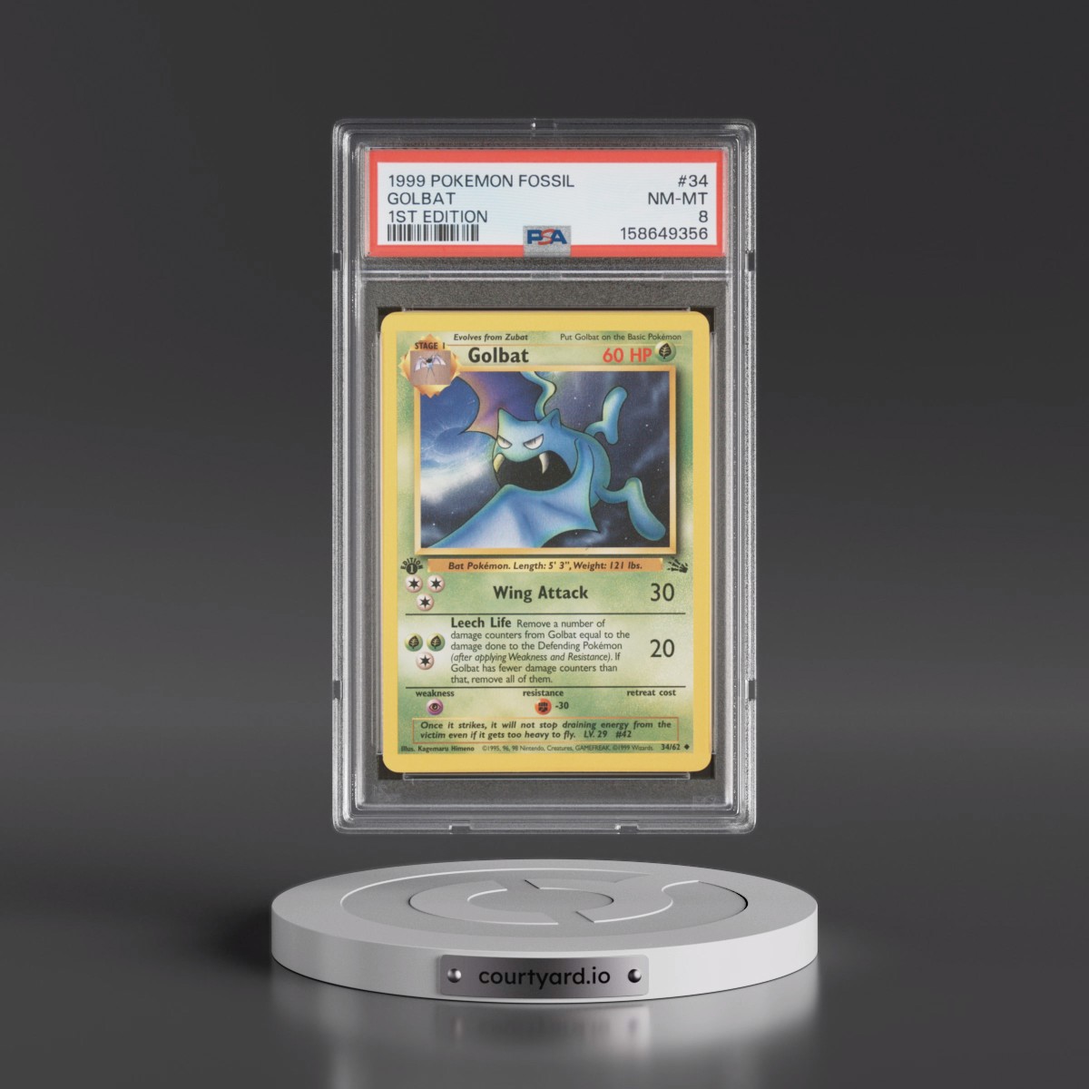 1999 Pokémon Fossil #34 Golbat - 1st Edition (PSA 8 NM-MT)