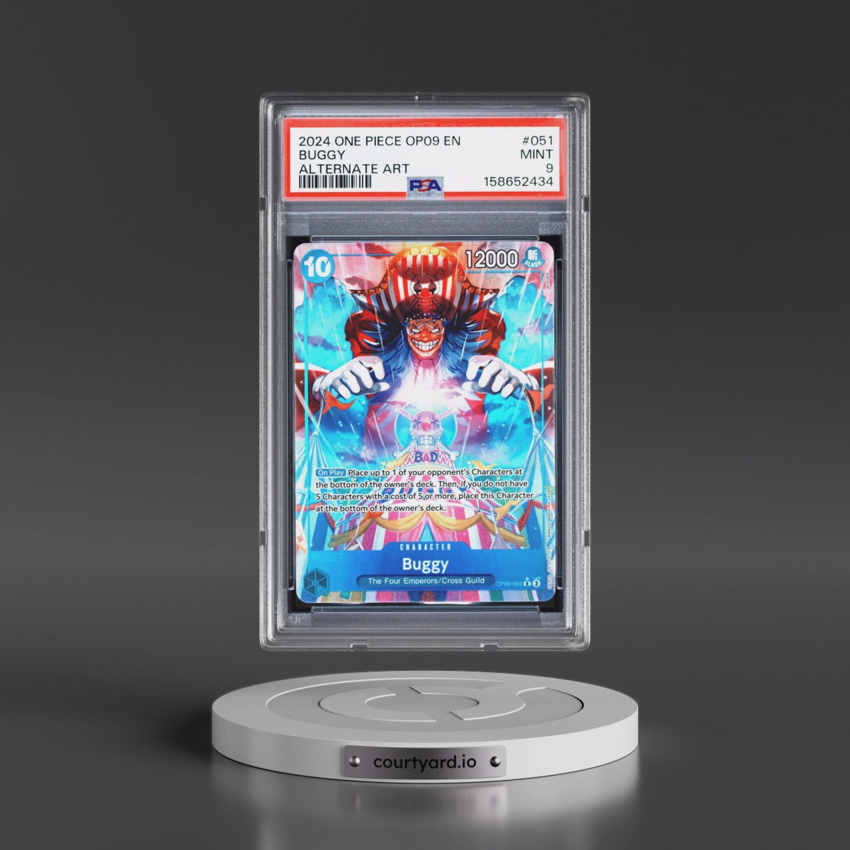 2024 One Piece OP09-Emperors in the New World #051 Buggy - Alternate Art (PSA 9 MINT)