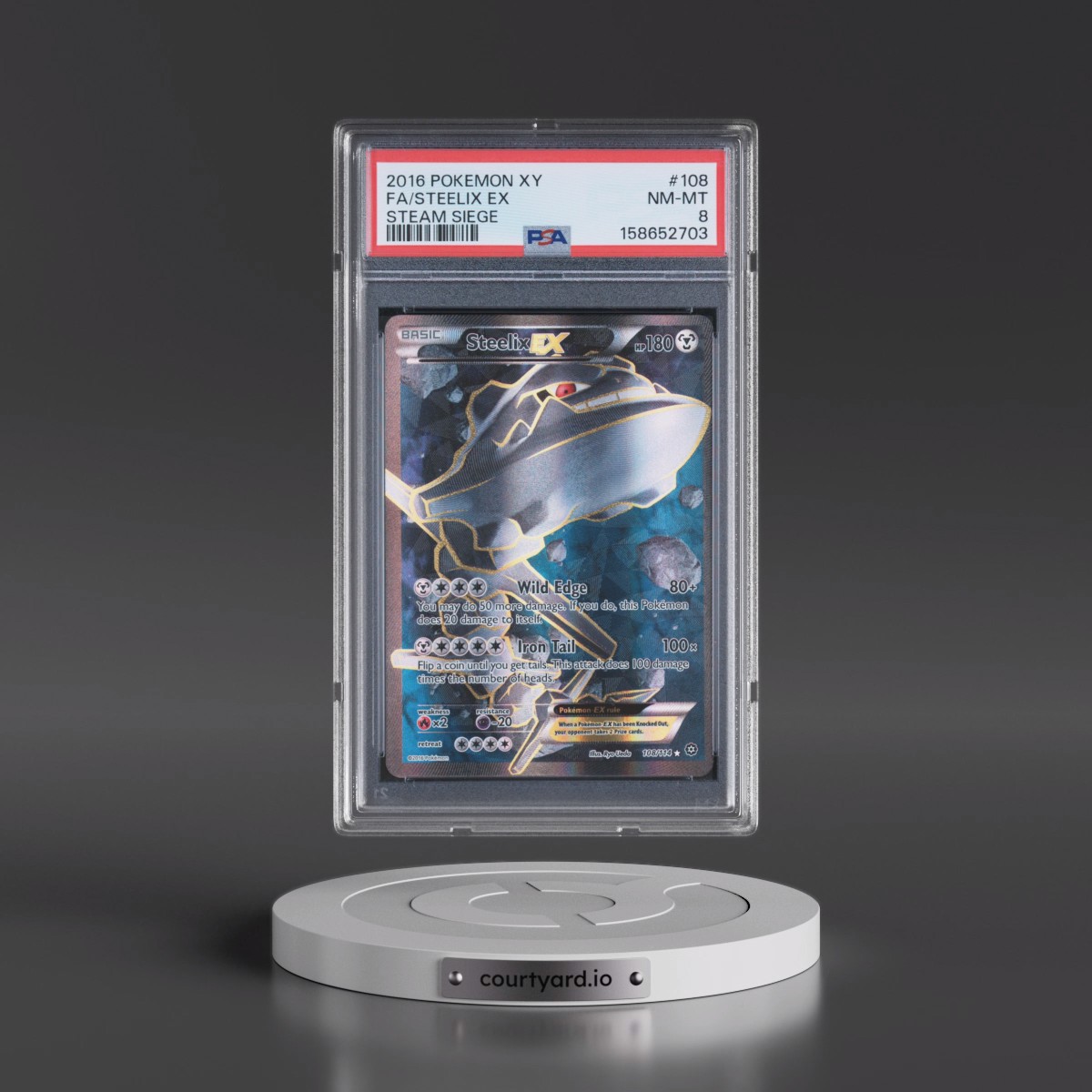 2016 Pokémon XY Steam Siege #108 Steelix EX - Holo Full Art (PSA 8 NM-MT)