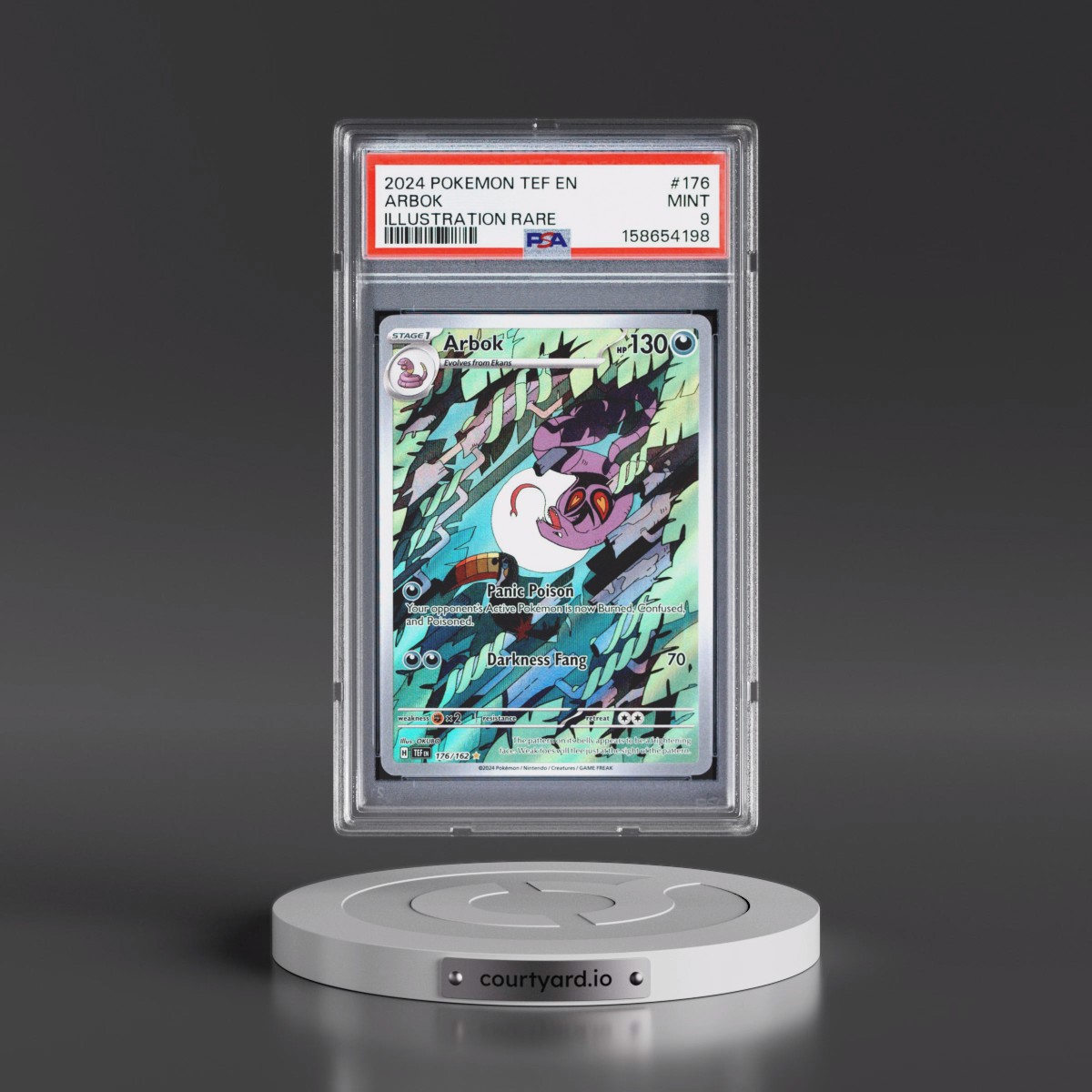 2024 Pokémon Tef EN-Temporal Forces #176 Arbok - Illustration Rare (PSA 9 MINT)