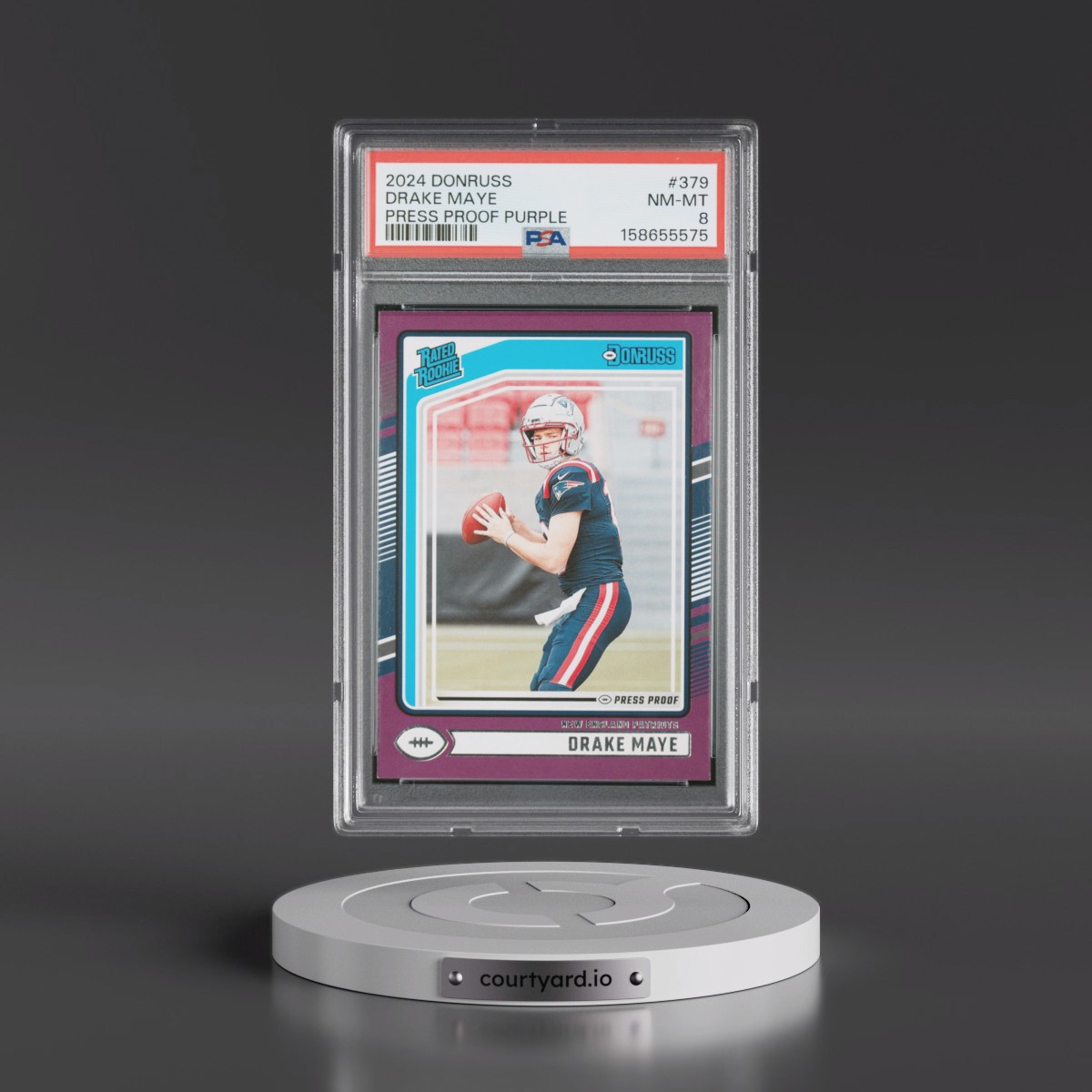 2024 Panini Donruss #379 Drake Maye - Press Proof Purple (PSA 8 NM-MT)