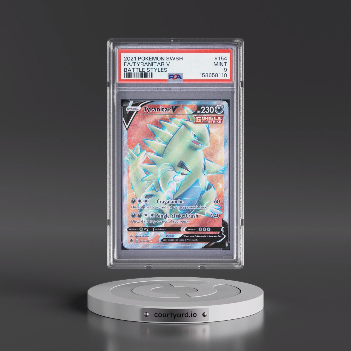 2021 Pokémon Sword & Shield Battle Styles #154 Tyranitar V - Holo Full Art (PSA 9 MINT)