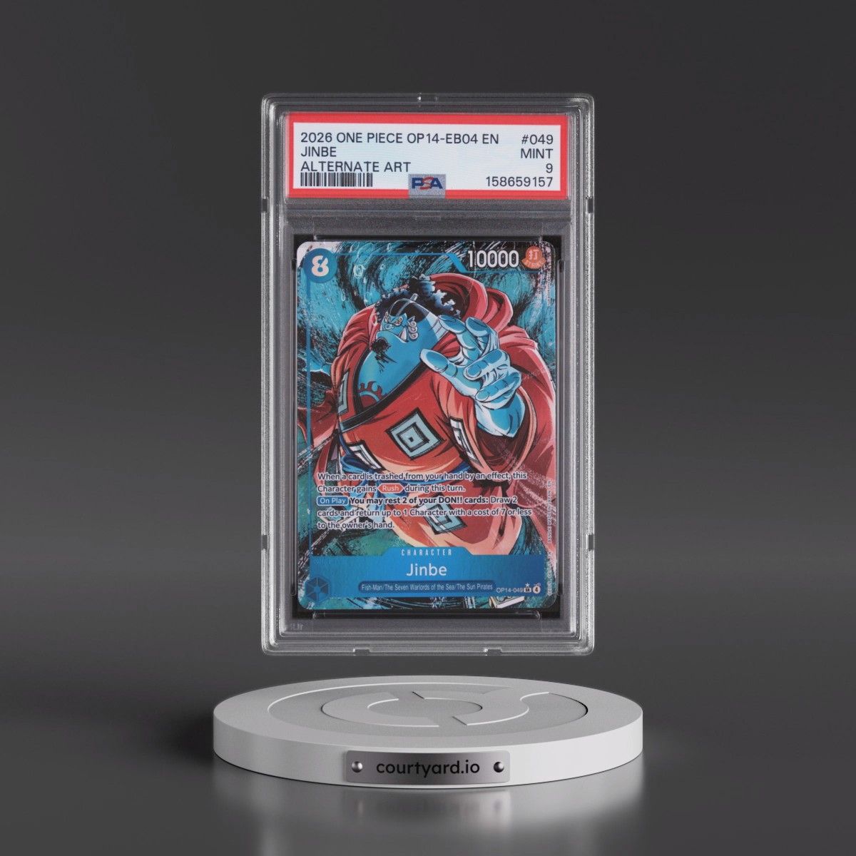 2026 One Piece OP14-EB04-the Azure Sea's Seven #049 Jinbe - Alternate Art (PSA 9 MINT)