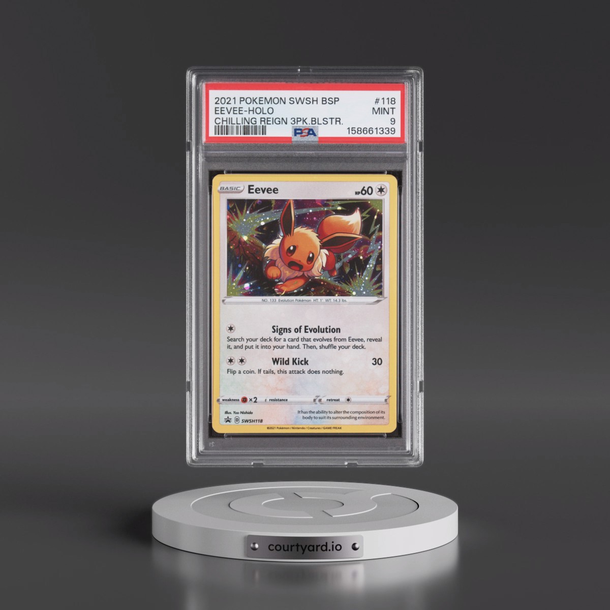 2021 Pokémon Swsh Black Star Promo Eevee - Holo Chilling Reign Three Pack Blisters #118 PSA 9