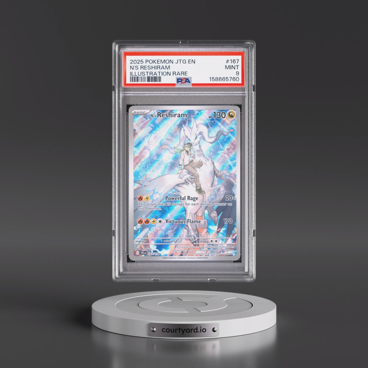 2025 Pokémon Jtg EN-Journey Together #167 N's Reshiram - Illustration Rare (PSA 9 MINT)
