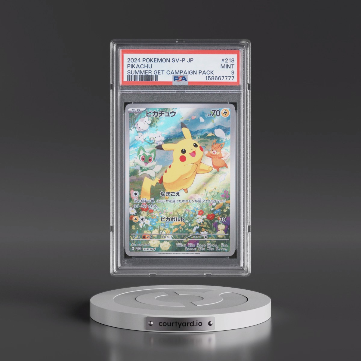 2024 Pokémon SV-P Promo #218 Pikachu - Summer of Pokeca Is Here! Promo Card Get Campaign Pack (PSA 9 MINT)