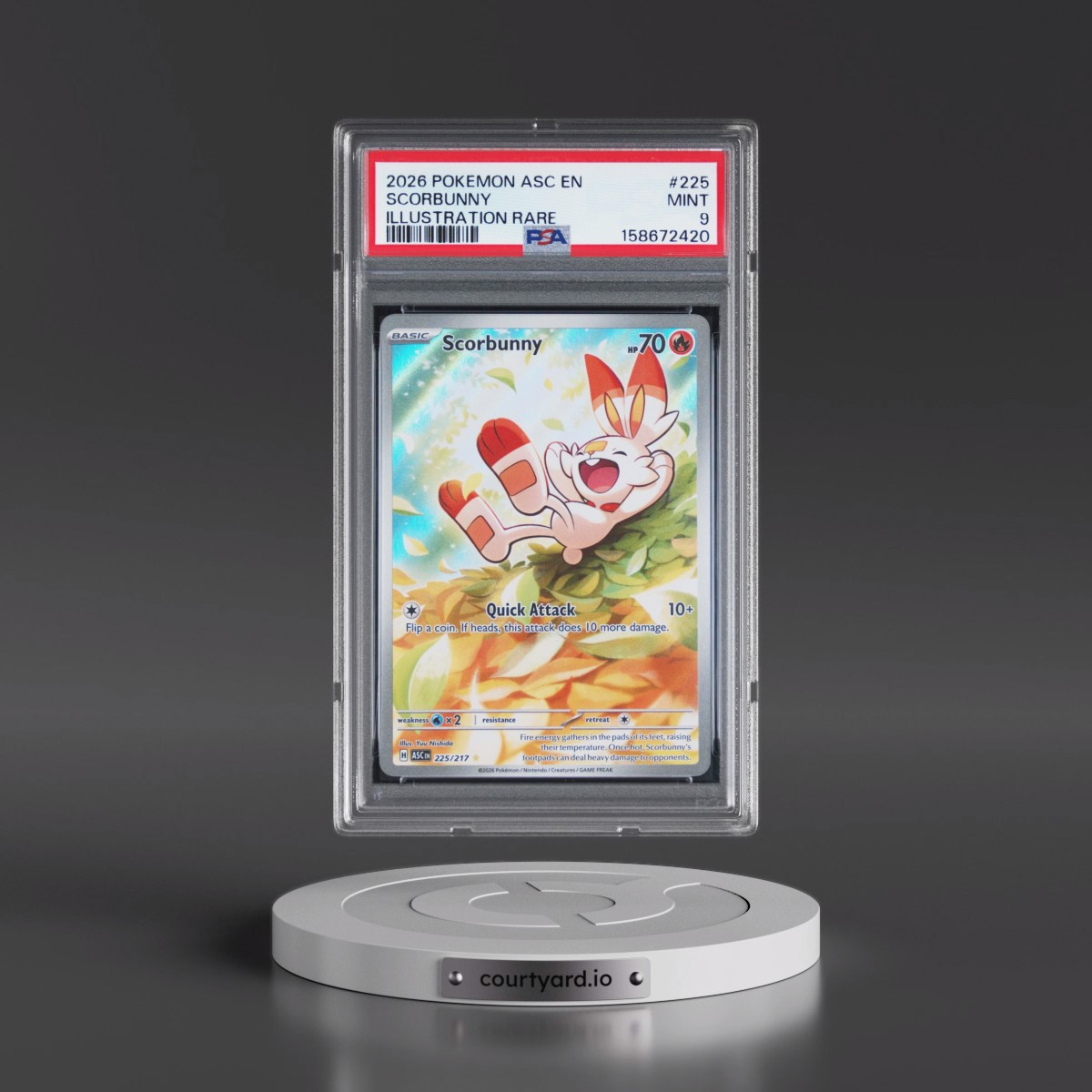 2026 Pokémon Asc EN-Ascended Heroes #225 Scorbunny - Illustration Rare (PSA 9 MINT)