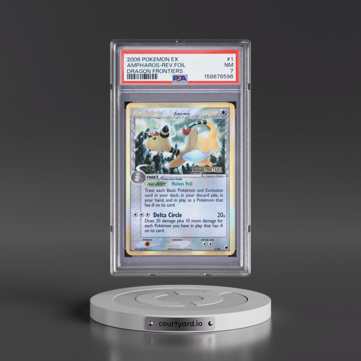 2006 Pokémon EX Dragon Frontiers #1 Ampharos - Reverse Foil (PSA 7 NM)