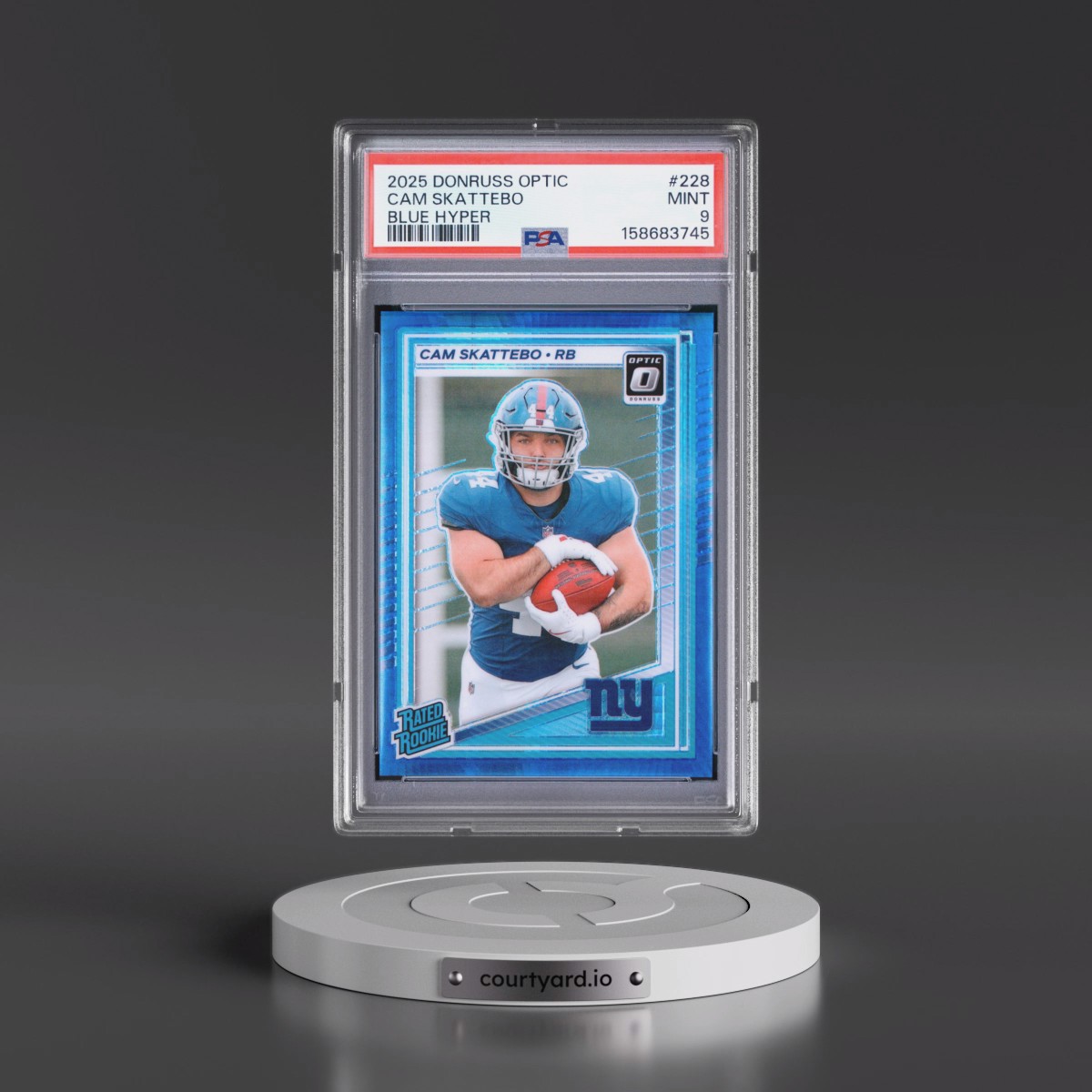2025 Panini Donruss Optic #228 Cam Skattebo - Blue Hyper (PSA 9 MINT)