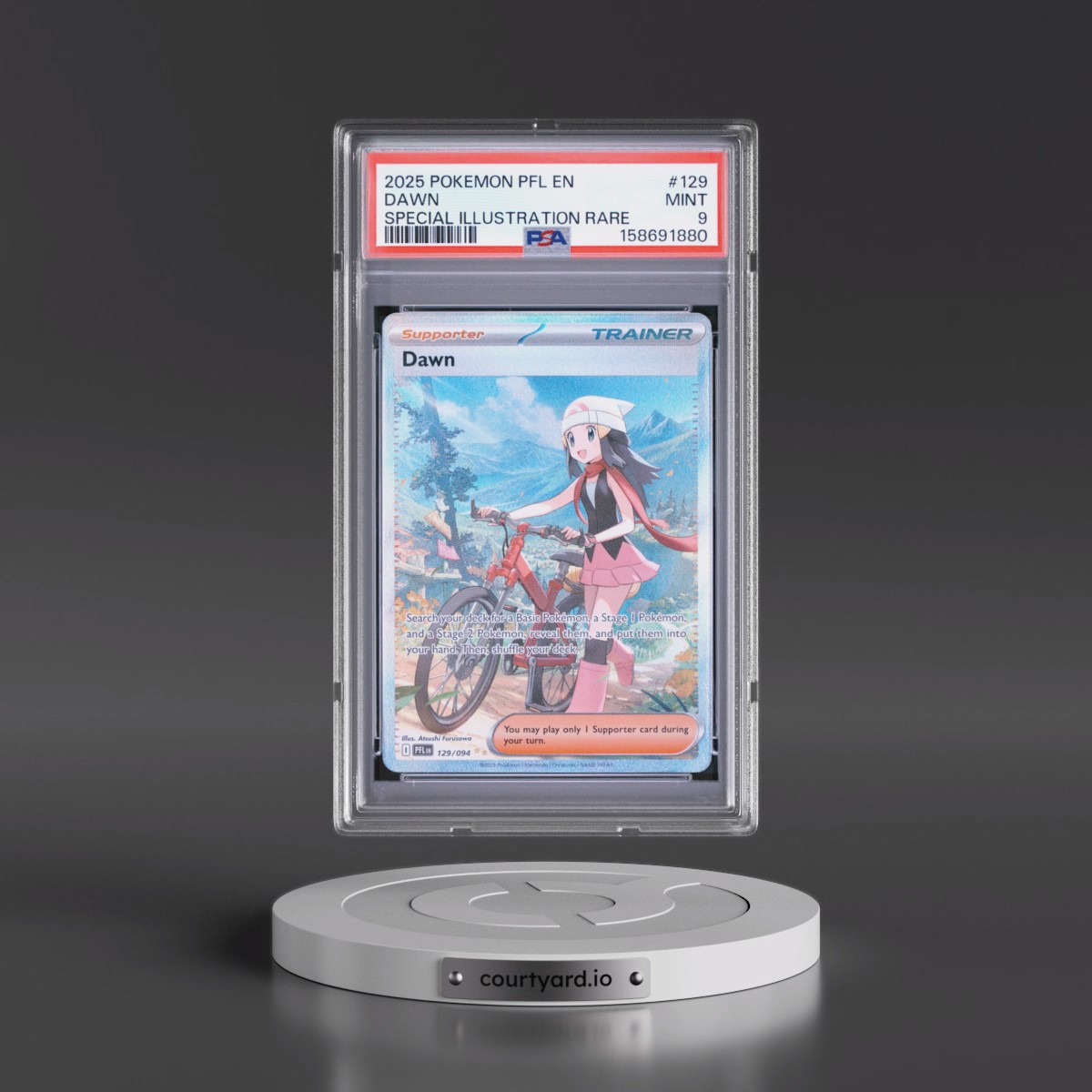 2025 Pokémon Pfl EN-Phantasmal Flames #129 Dawn - Special Illustration Rare (PSA 9 MINT)